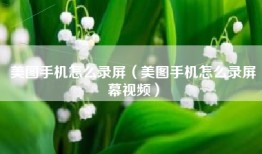 美图手机怎么录屏（美图手机怎么录屏幕视频）